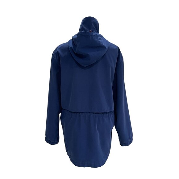 Oversized Navy Hooded Rain Jacket Aeros Kristen Blake Coastal Gorpcore Fall S - Picture 8 of 10